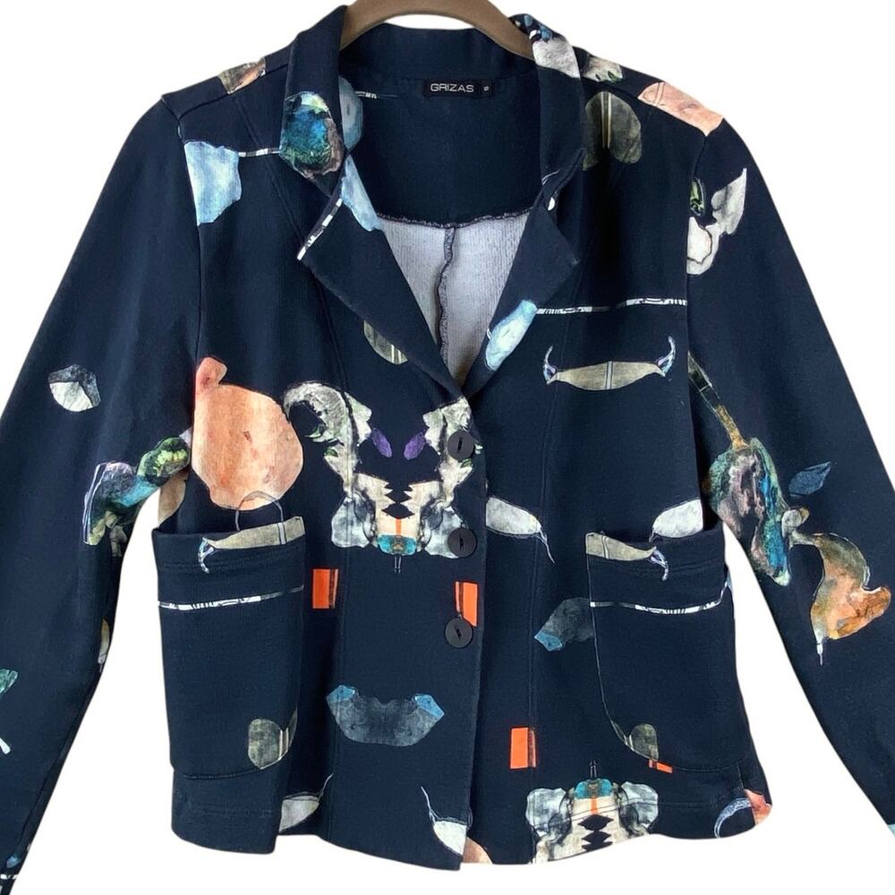 Grizas Jersey Knit Jacket Size S 100% Cotton Boho Art To Wear